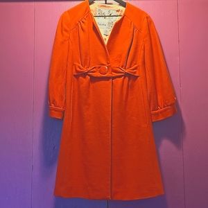 Anthropologie Tabitha Arched Persimmon Orange Coat Size 10